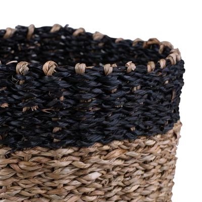 Cesto Decorativo Redondo Cazza Tiki 16,5 cm x 18cm Preto