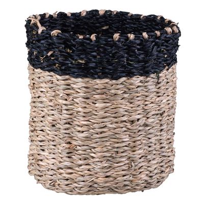 Cesto Decorativo Redondo Cazza Tiki 14x13cm Preto
