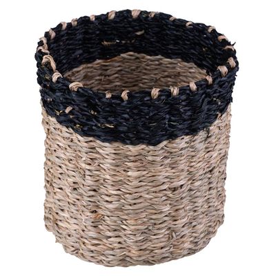 Cesto Decorativo Redondo Cazza Tiki 14x13cm Preto