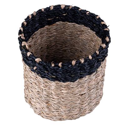 Cesto Decorativo Redondo Cazza Tiki 14x13cm Preto