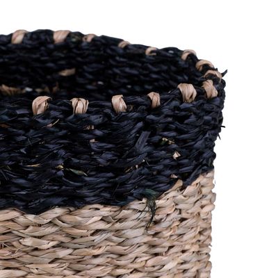 Cesto Decorativo Redondo Cazza Tiki 14x13cm Preto