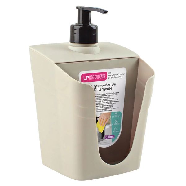 Dispenser de Detergente LP House Basic em Plástico Bege 610ml