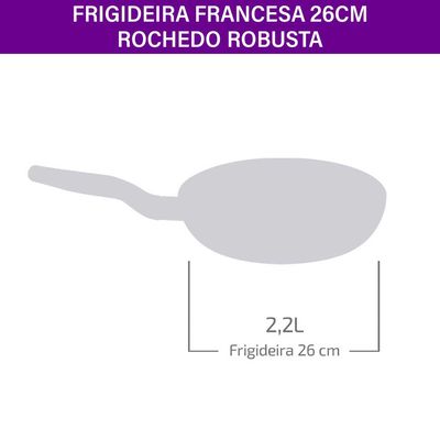 Frigideira Antiaderente Robusta Rochedo Cinza 26cm