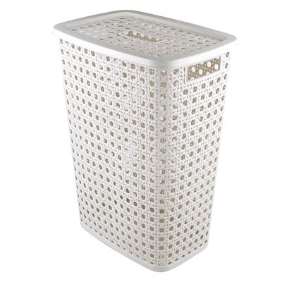 Cesto de Roupa Plasútil Alto Palha Bege 32L