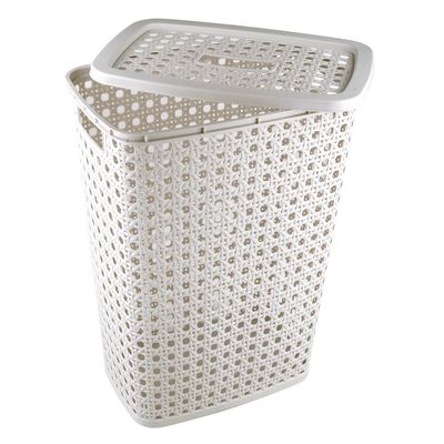 Cesto de Roupa Plasútil Alto Palha Bege 32L