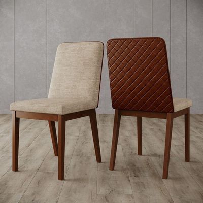 Conjunto 2 Cadeiras Pietra P/ Mesa De Jantar Detalhes Corano Nature Com Corano Caramelo Com Creme