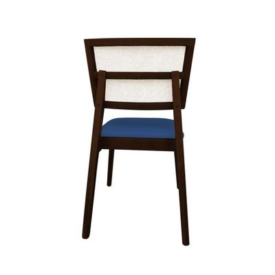 Kit 6 Cadeiras De Jantar Tela Premium Madeira Maciça Manuela Azul Veludo Castanho