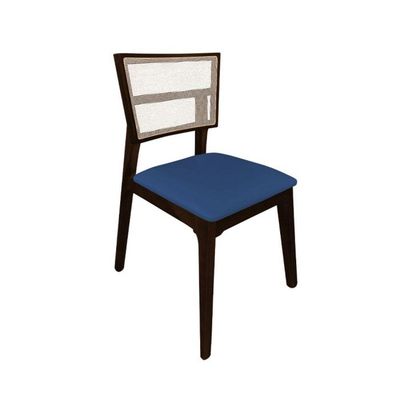 Kit 6 Cadeiras De Jantar Tela Premium Madeira Maciça Manuela Azul Veludo Castanho