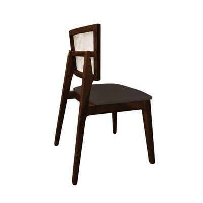 Kit 4 Cadeiras De Jantar Tela Premium Madeira Maciça Manuela Marrom Veludo Castanho