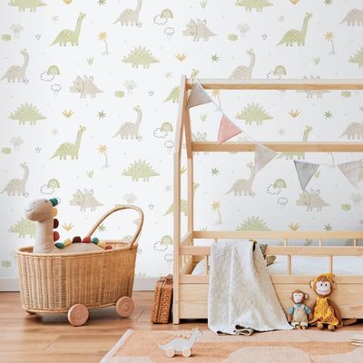Papel de Parede Enzo Dino Verde e Rosa 283-3