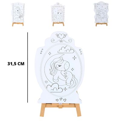 Brinquedo Kit de Pintura Infantil Cavalete Avental Tema:Unicórnio