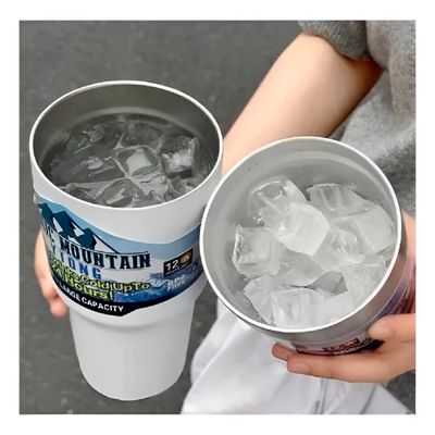 Copo Térmico Dupla Camada com Canudo Inox 900ml c/ Tampa. Bebidas Quentes e Frias por Horas - Cor:Cinza