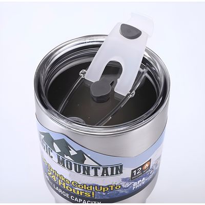 Copo Térmico Dupla Camada com Canudo Inox 900ml c/ Tampa. Bebidas Quentes e Frias por Horas - Cor:Cinza