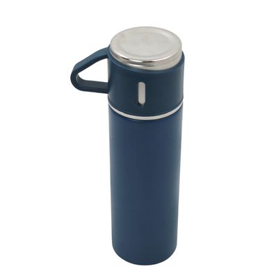 Garrafa Termica Com Copo Parede Dupla Inox Squeeze 500ml | Ideal para café, chá, sucos ou outras bebidas - Cores:Azul