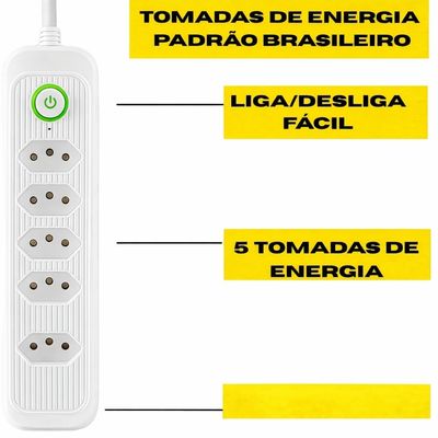 Extensão Elétrica 5 Tomadas com Botão