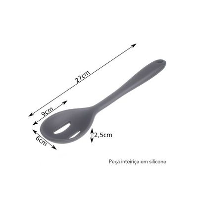 Colher de Silicone Vermelha Perfurada Escumadeira 1un