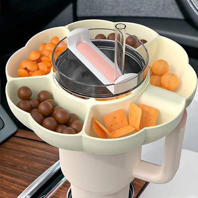 Bandeja Petisqueira Suporte Copo Quencher Silicone Lanches - Encaixe para Copo Térmico + 5 Divisórias