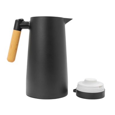 Garrafa Térmica Inox 1L com Cabo de Madeira – Mantenha Suas Bebidas na Temperatura Ideal - Vermelho