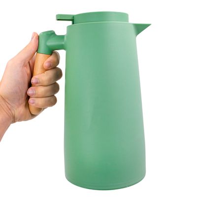 Garrafa Térmica Inox 1L com Cabo de Madeira – Mantenha Suas Bebidas na Temperatura Ideal - Vermelho