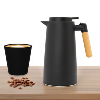 Garrafa Térmica Inox 1L com Cabo de Madeira – Mantenha Suas Bebidas na Temperatura Ideal - Vermelho