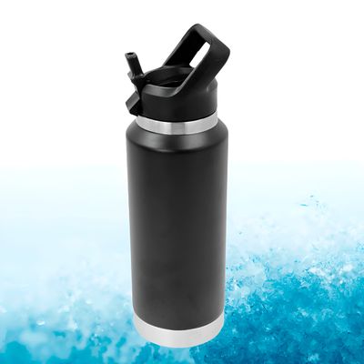 Garrafa Térmica Flip Squeeze Alça Canudo 1000ml Academia Cor:Azul