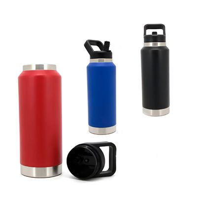 Garrafa Térmica Flip Squeeze Alça Canudo 1000ml Academia Cor:Azul