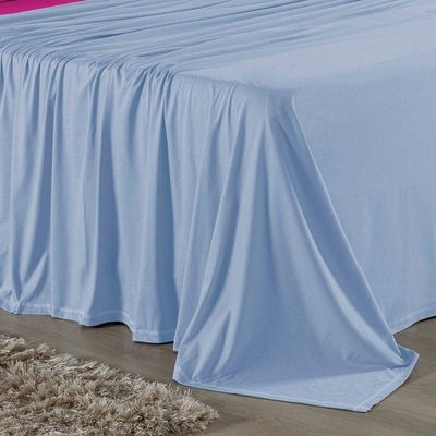 Jogo De Cama Casal Viúva Nobre 4 Peças Malha 100% Algodão - Azul-bebê / Pink