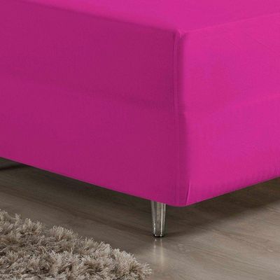 Jogo De Cama Casal Nobre 3 Peças Luva De Box 55cm De Altura Malha 100% Algodão - Pink