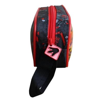 Estojo Escolar Dinossauro T-rex Attack Preto Com Vermelho