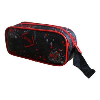 Estojo Escolar Dinossauro T-rex Attack Preto Com Vermelho