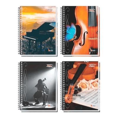 Caderno Espiral De Música Universitário Capa Dura 64 Folhas 1 Matéria Tamoio Estampa 3