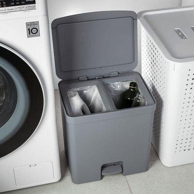 Lixeira Com Pedal Trium 20 L Com Duplo Compartimento Branco