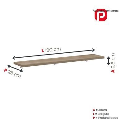 Prateleira De Parede 1200x250mm Noce Naturalle