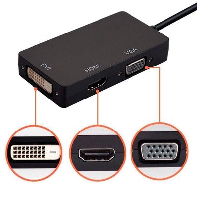 Adaptador Mini Displayport Macho X VGA Fêmea, HDMI Fêmea e DVI Fêmea
