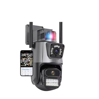 Kit 3 Câmera De Segurança Externa Lente Dupla 4k Led Sirene Policial