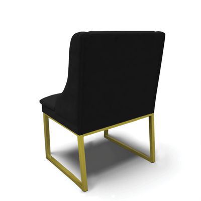 Cadeira Sala de Jantar Industrial Dourado kit 8 Liz Veludo Preto D03 - D'Rossi