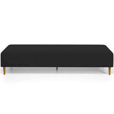 Kit 02 Puffs Decorativo Sala de Estar Bali W01 Pés Palito 190x60cm Suede Preto - Lyam Decor