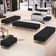 Kit 02 Puffs Decorativo Sala de Estar Bali W01 Pés Palito 190x60cm Suede Preto - Lyam Decor