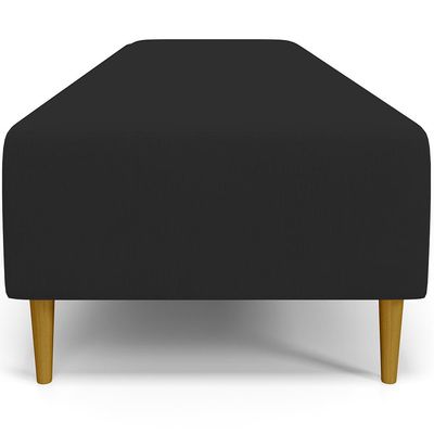 Kit 02 Puffs Decorativo Sala de Estar Bali W01 Pés Palito 190x60cm Suede Preto - Lyam Decor