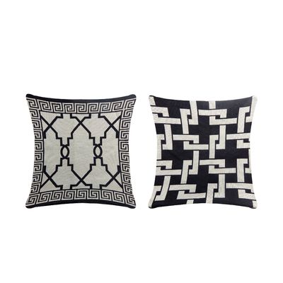 Capa Para Almofada Grécia 1 Peça 45cm x 45cm 60% Algodão / 40% Poliéster Tecido Jacquard Com Zíper - Preto