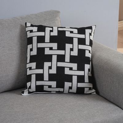 Capa Para Almofada Grécia 1 Peça 45cm x 45cm 60% Algodão / 40% Poliéster Tecido Jacquard Com Zíper - Preto