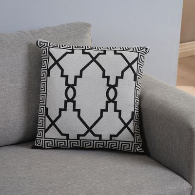 Capa Para Almofada Grécia 1 Peça 45cm x 45cm 60% Algodão / 40% Poliéster Tecido Jacquard Com Zíper - Preto