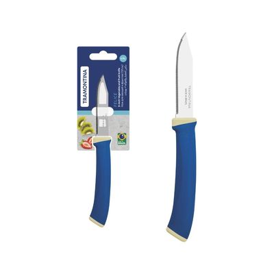 Faca para Legumes e Frutas Tramontina Felice com Lâmina em Aço Inox com Fio Microsserrilhado e Cabo de Polipropileno Azu