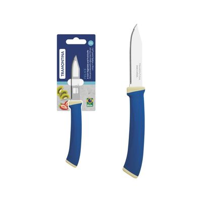 Faca para Legumes e Frutas Tramontina Felice com Lâmina em Aço Inox com Fio Microsserrilhado e Cabo de Polipropileno Azu