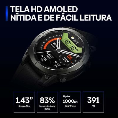 Smartwatch Zeblaze 3 PRO Tela HD 143 1000 Nits GPS Preto