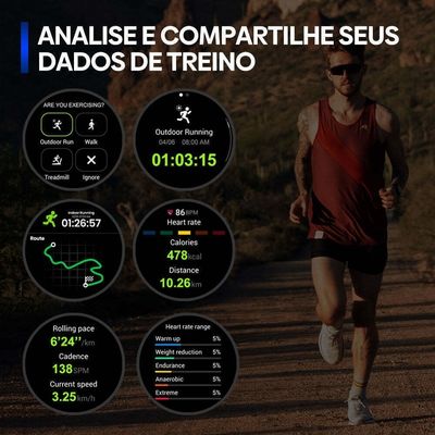 Smartwatch Zeblaze 3 PRO Tela HD 143 1000 Nits GPS Preto