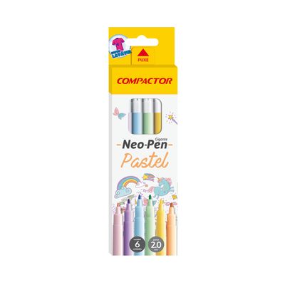 Hidrocor 6 Cores Neopen Pastel Compactor