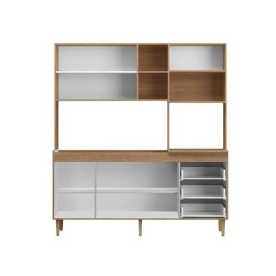 Armário De Cozinha Compacta Em Mdp Mel E Verde 1,95 X 1,85