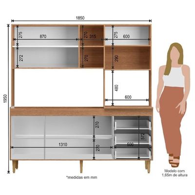 Armário De Cozinha Compacta Em Mdp Mel E Verde 1,95 X 1,85