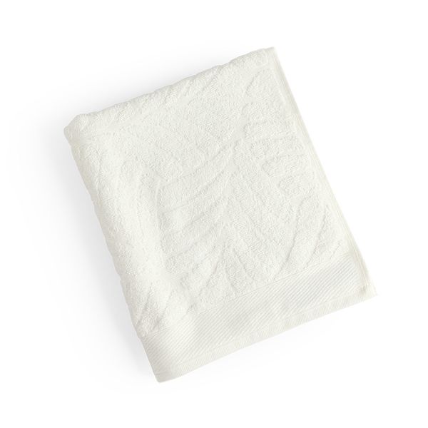 Toalha de Rosto Native Fio Penteado Jacquard Folhas 01 Peça 100% Algodão - Off White